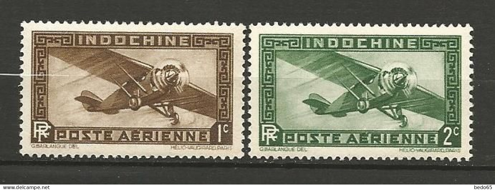 INDOCHINE Pa N° 1 Et 2 NEUF** LUXE SANS CHARNIERE / MNH - Poste Aérienne