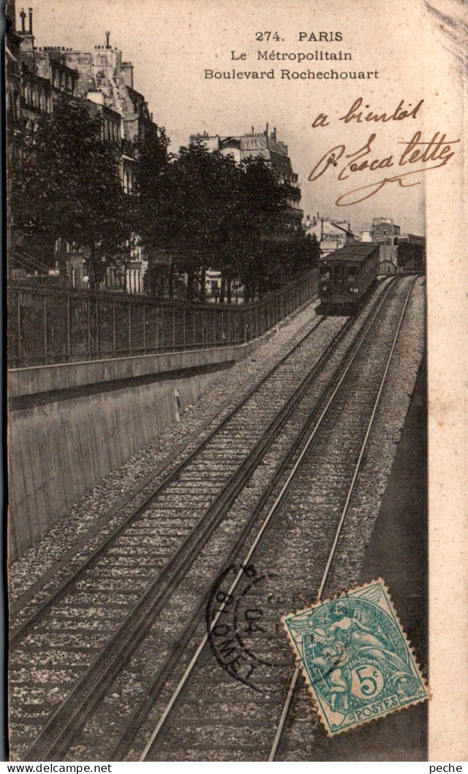 N°120663 -cpa Paris -le Métropolitain Boulevard Rochechouart- - Métro