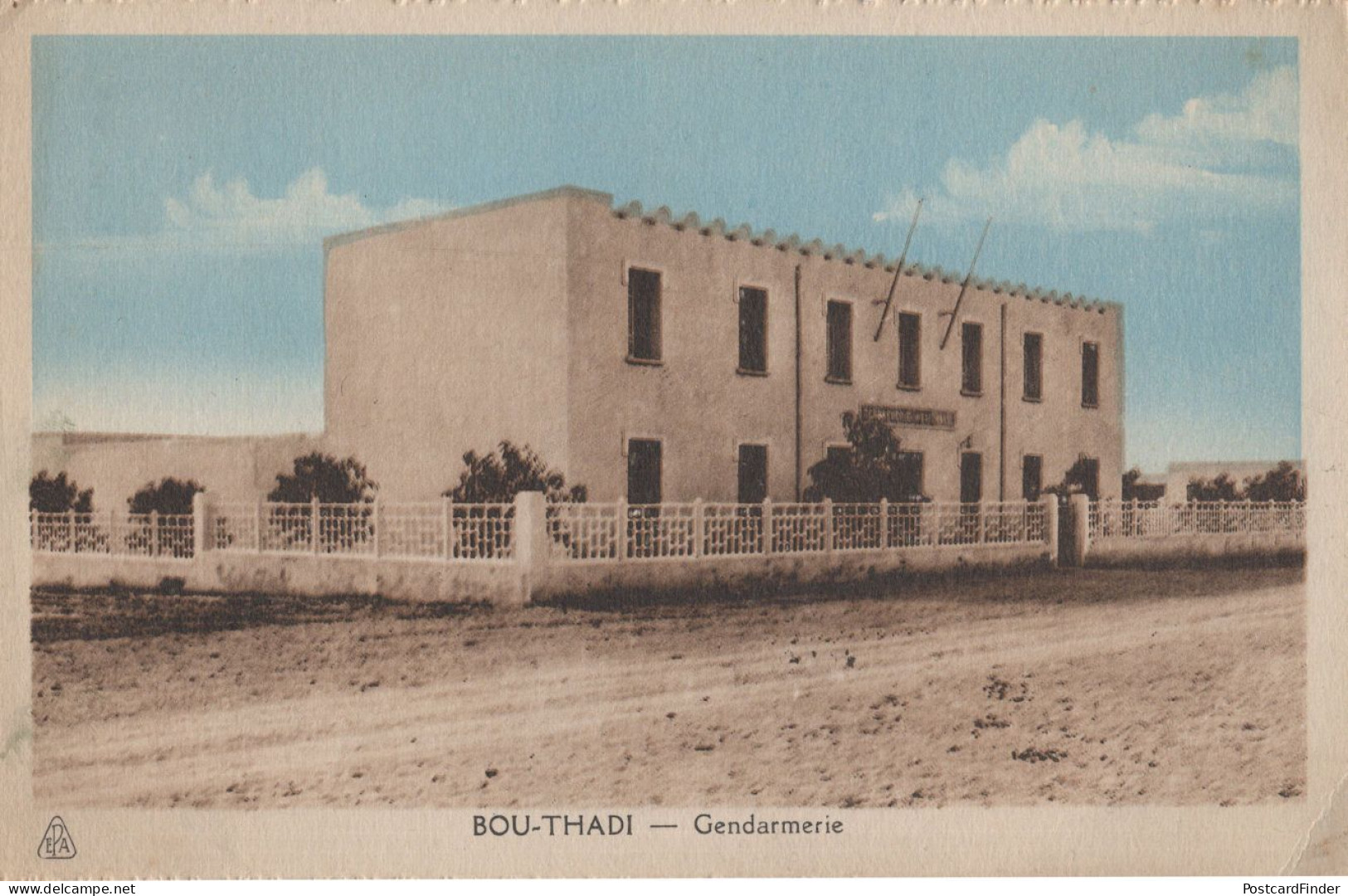 Bou-Thadi Tunisia Police Station Gendarmerie Old Postcard - Police - Gendarmerie