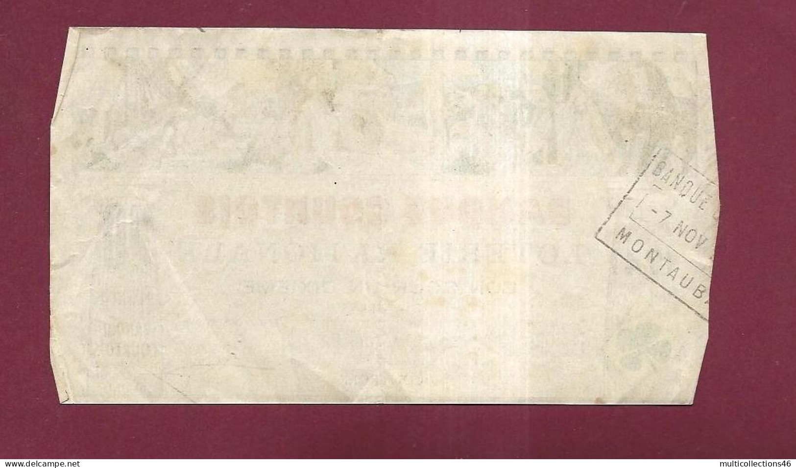 251223 - BANQUE COURTOIS TOULOUSE Montauban 1941  LOTERIE NATIONALE Bon Un Dixième Du Billet N°427581 12e Tranche - WW2 - Billetes De Lotería