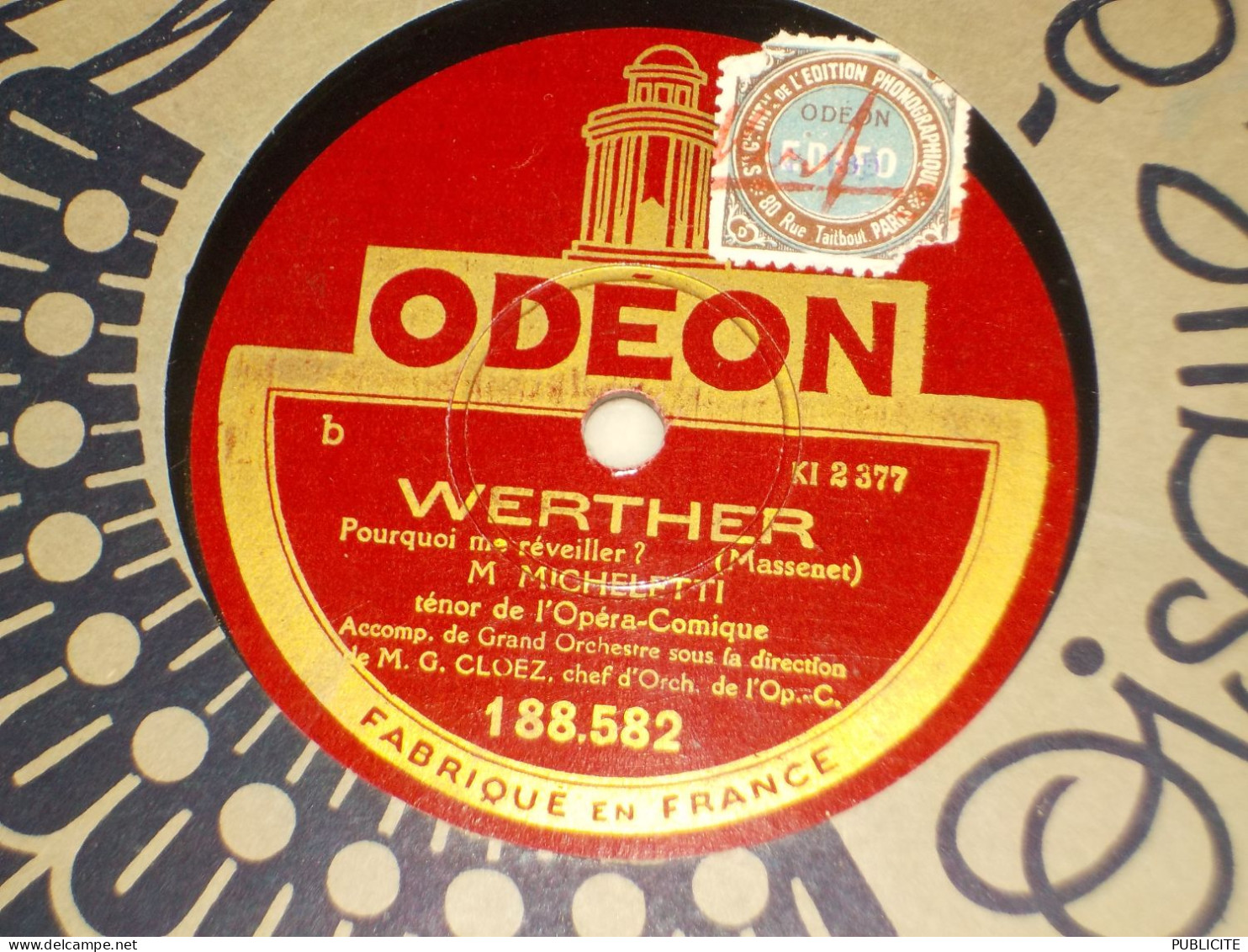 DISQUE 78 TOURS TENOR ETIENNE BILLOT 1927 - 78 T - Disques Pour Gramophone