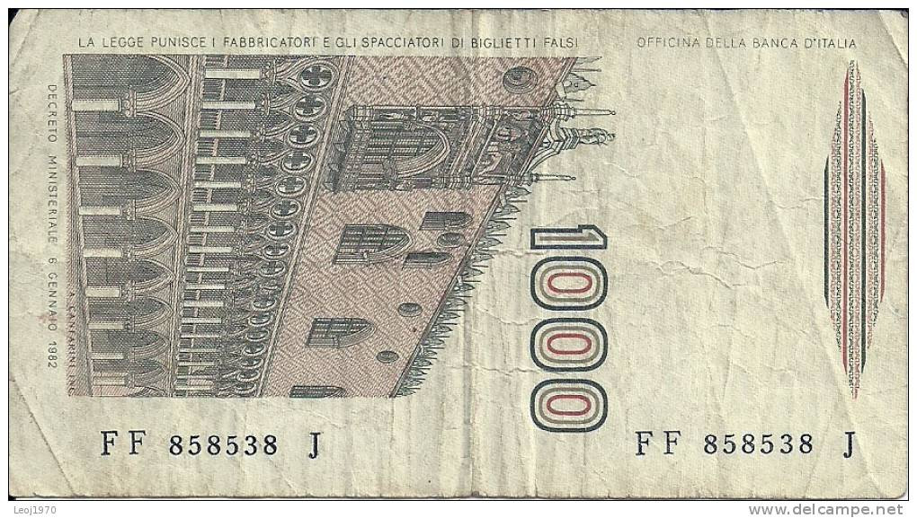 BANQUE NATIONALE D'ITALIE BANCA D'ITALIA 1000 LIRE 1982 MARCO POLO - 1000 Lire