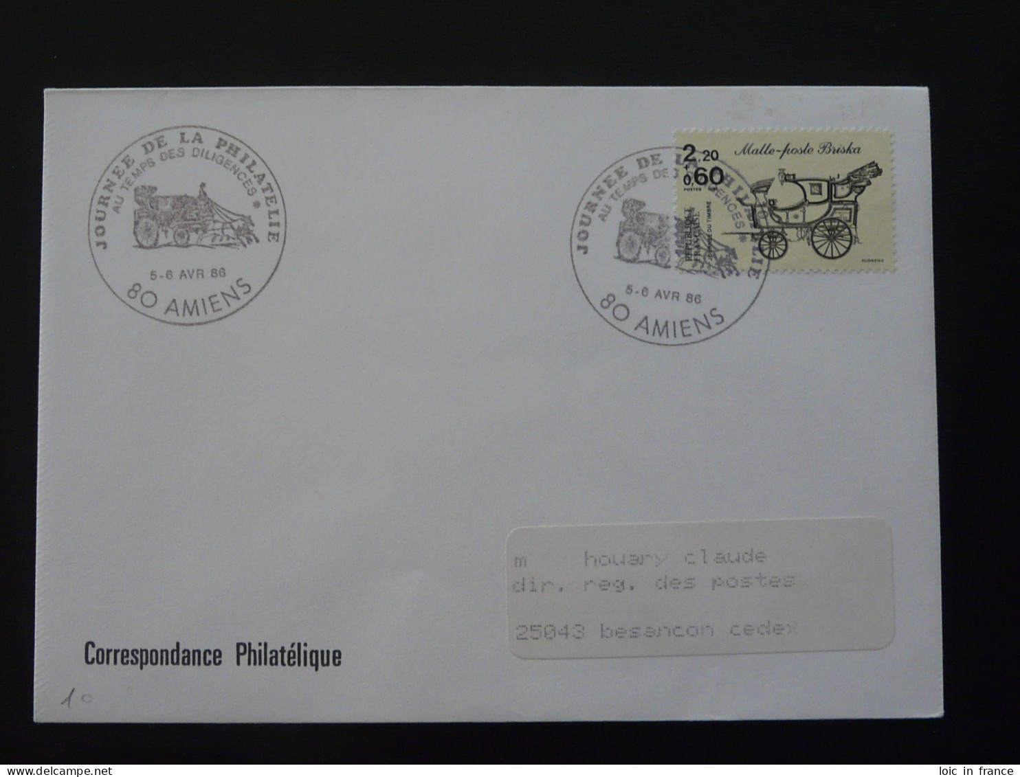 Au Temps Des Diligences Oblitération Sur Lettre Postmark On Cover Amiens 80 Somme 1986 - Diligencias