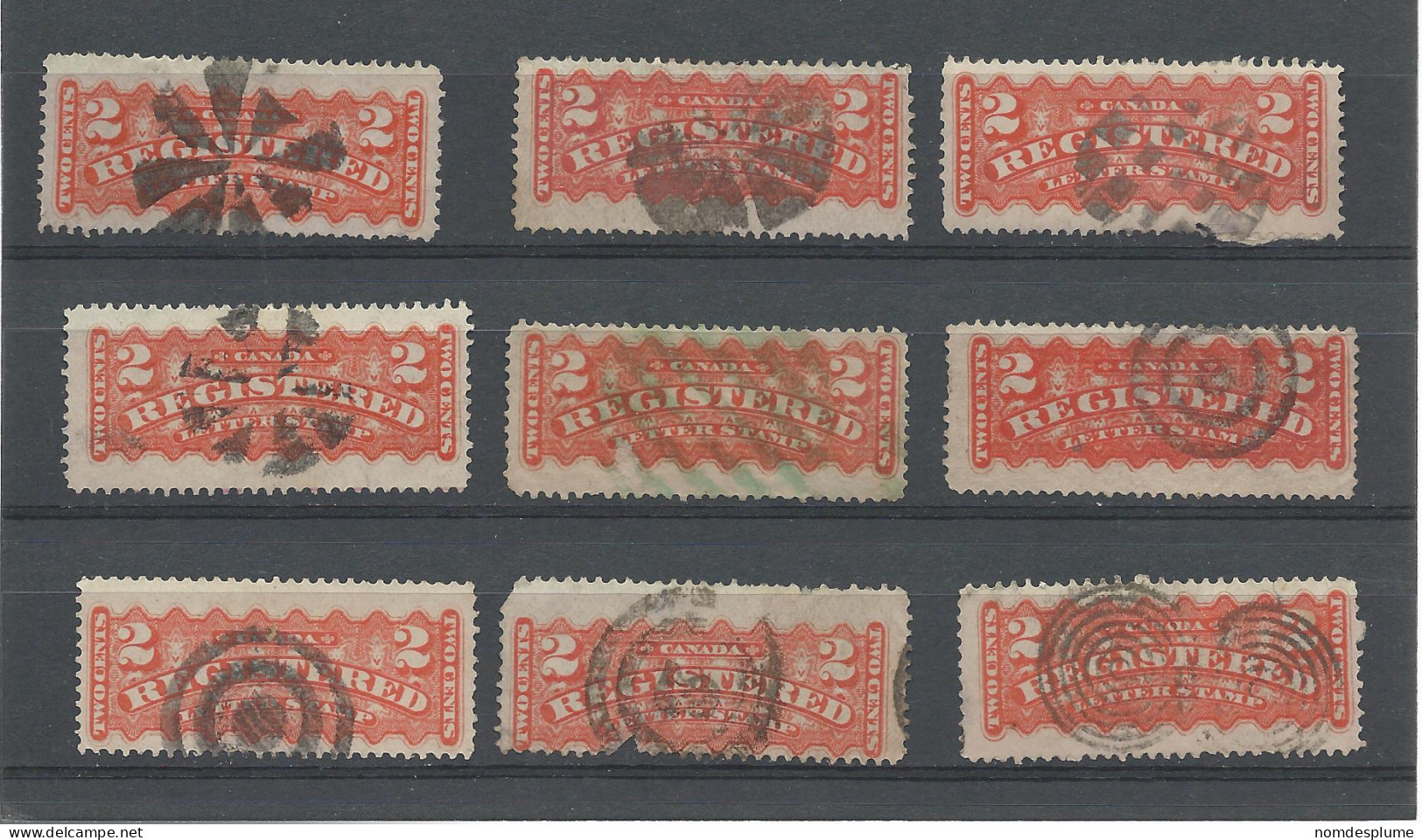 25986) Canada Registration 1875  Shades Postmarks Corks Cancel - Recomendados