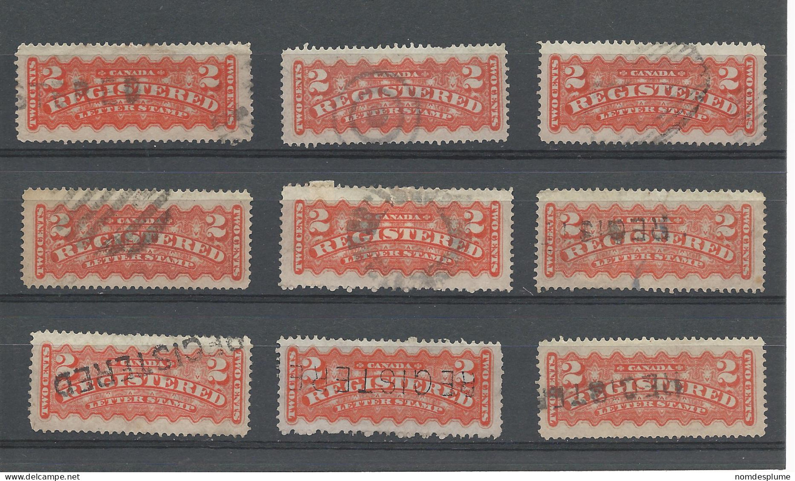 25988) Canada Registration 1875  Shades Postmarks Corks Cancel - Einschreibemarken