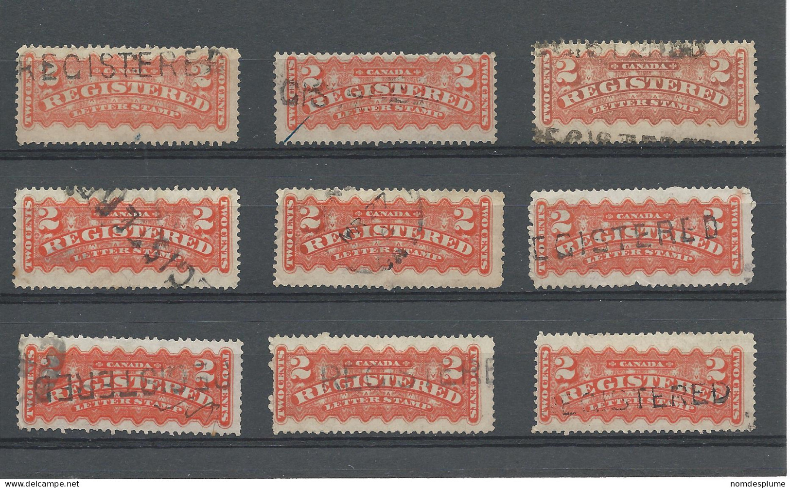 25989) Canada Registration 1875  Shades Postmarks  Cancel - Aangetekend