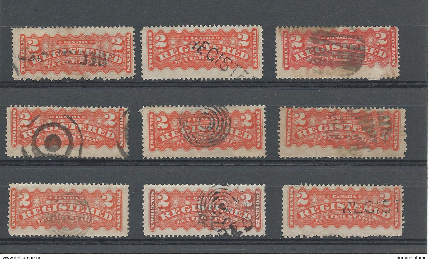 25990) Canada Registration 1875  Shades Postmarks  Cancel - Aangetekend