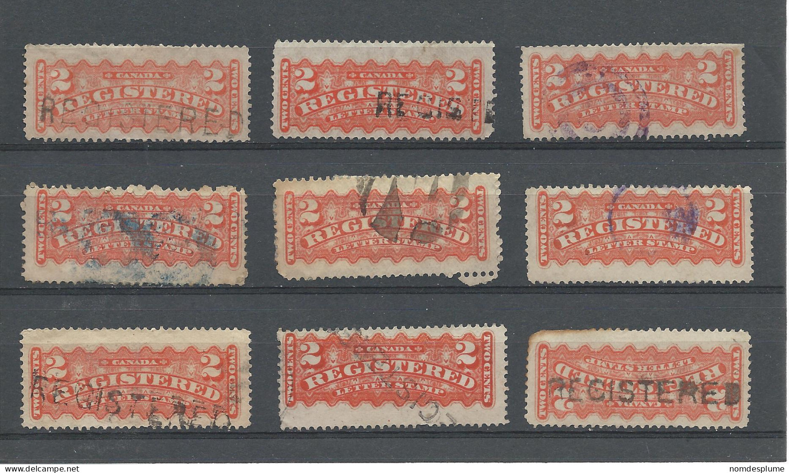 25991) Canada Registration 1875  Shades Postmarks  Cancel - Aangetekend