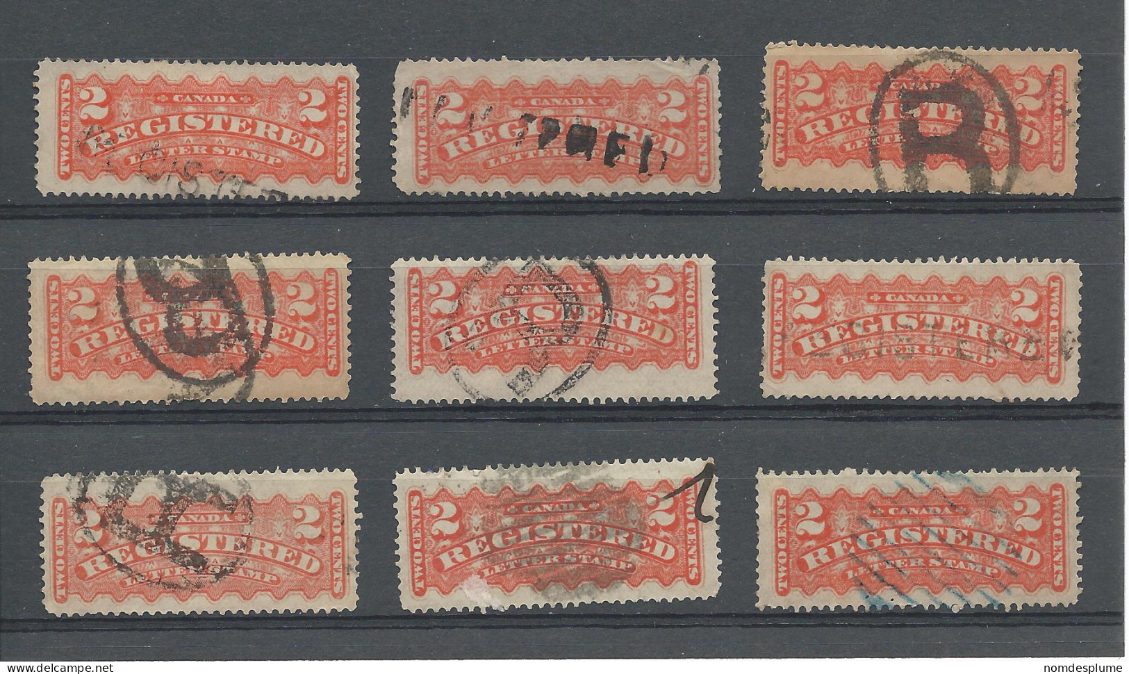 25993) Canada Registration 1875  Shades Postmarks  Cancel - Recommandés