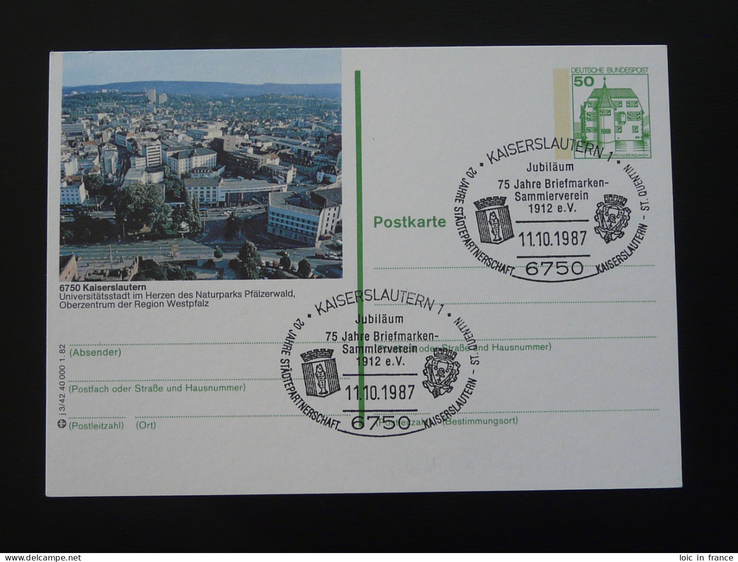 Entier Postal Stationery Card Université University Kaiserslauten Allemagne Germany 1987 - Geïllustreerde Postkaarten - Gebruikt