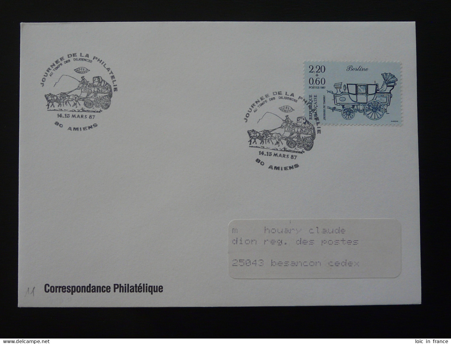 Au Temps Des Diligences Oblitération Sur Lettre Postmark On Cover Amiens 80 Somme 1987 - Diligences