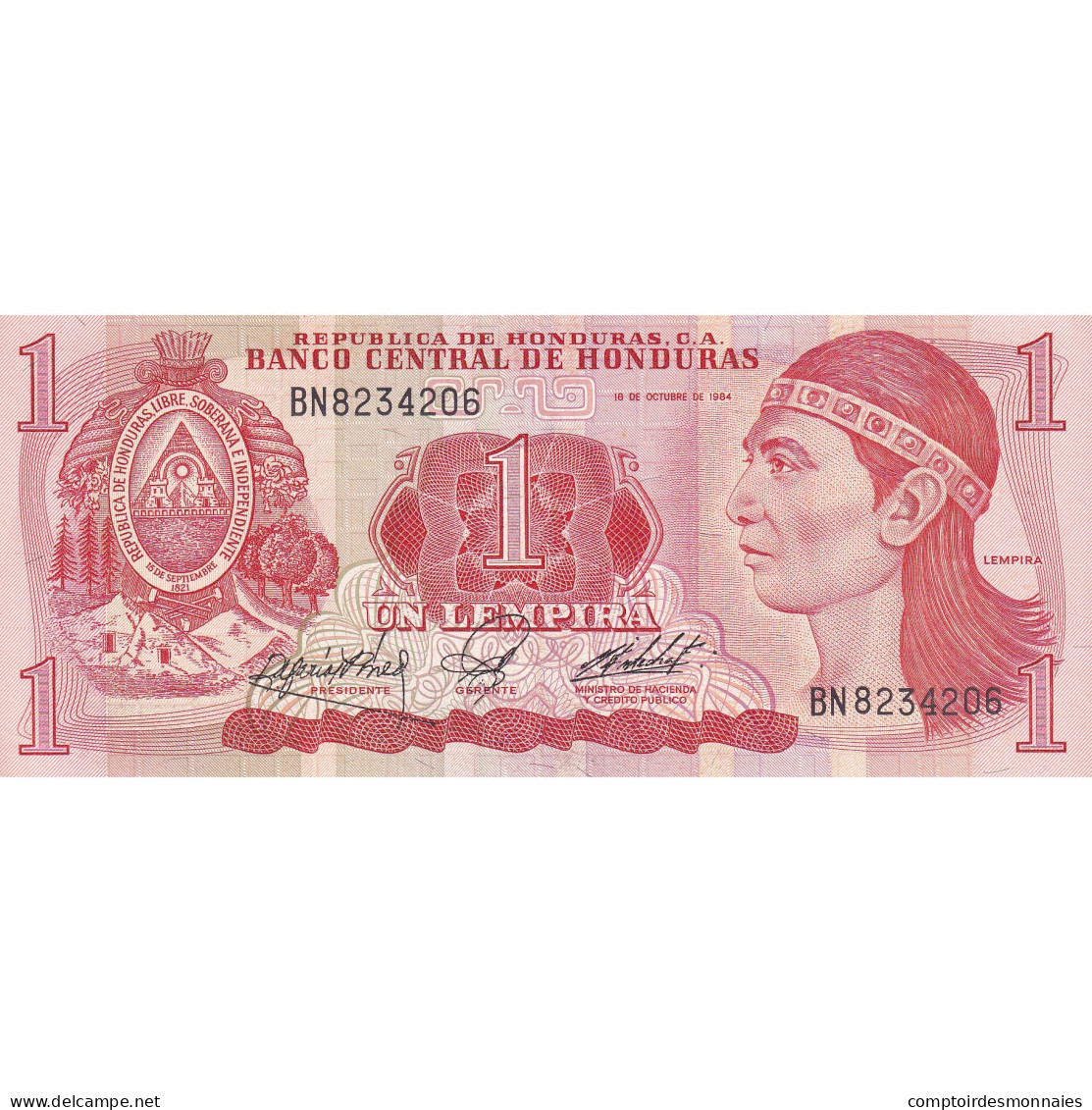 Billet, Honduras, 1 Lempira, 1984, 1984-10-18, NEUF - Honduras