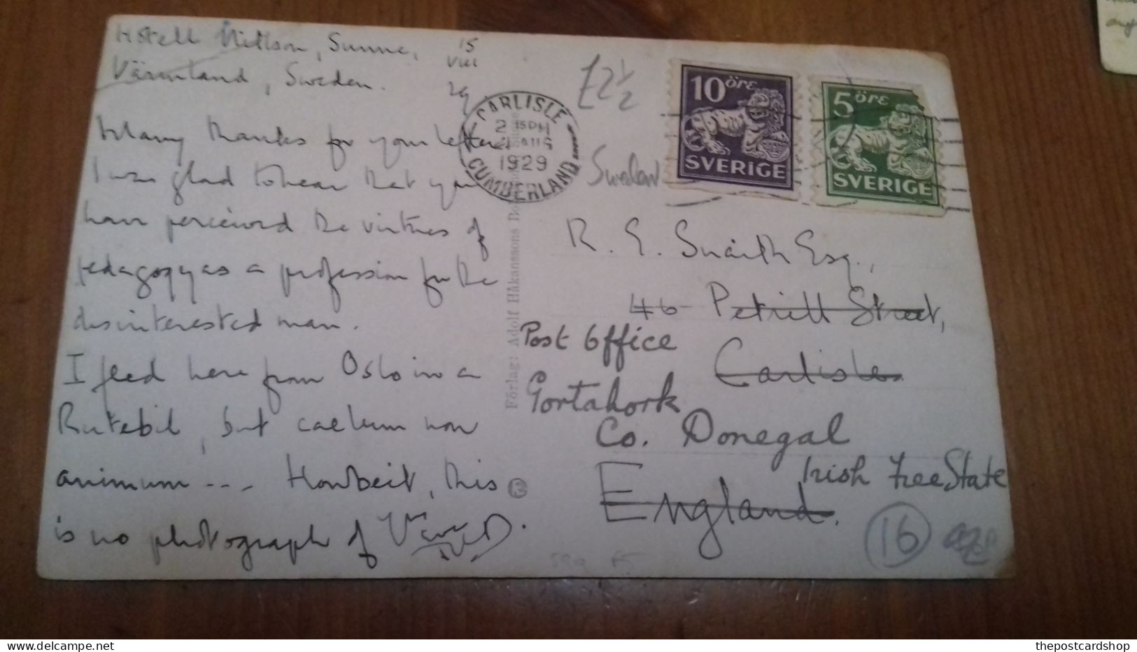 R G SNAITH POST OFFICE Gortahork Donegal IRELAND IRISH FREE STATE FUNNY MESSAGE - Donegal