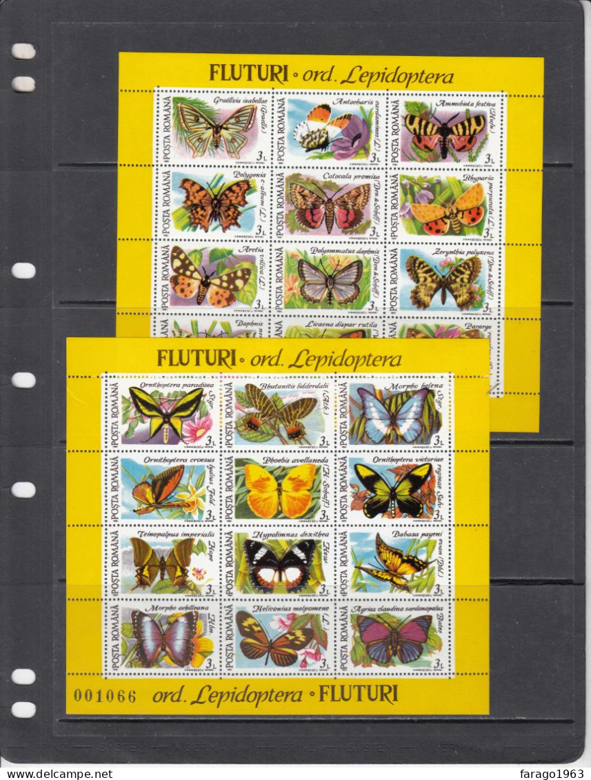 1991 Romania Butterflies Papillons Complete Set Of 2 Sheets MNH - Nuevos