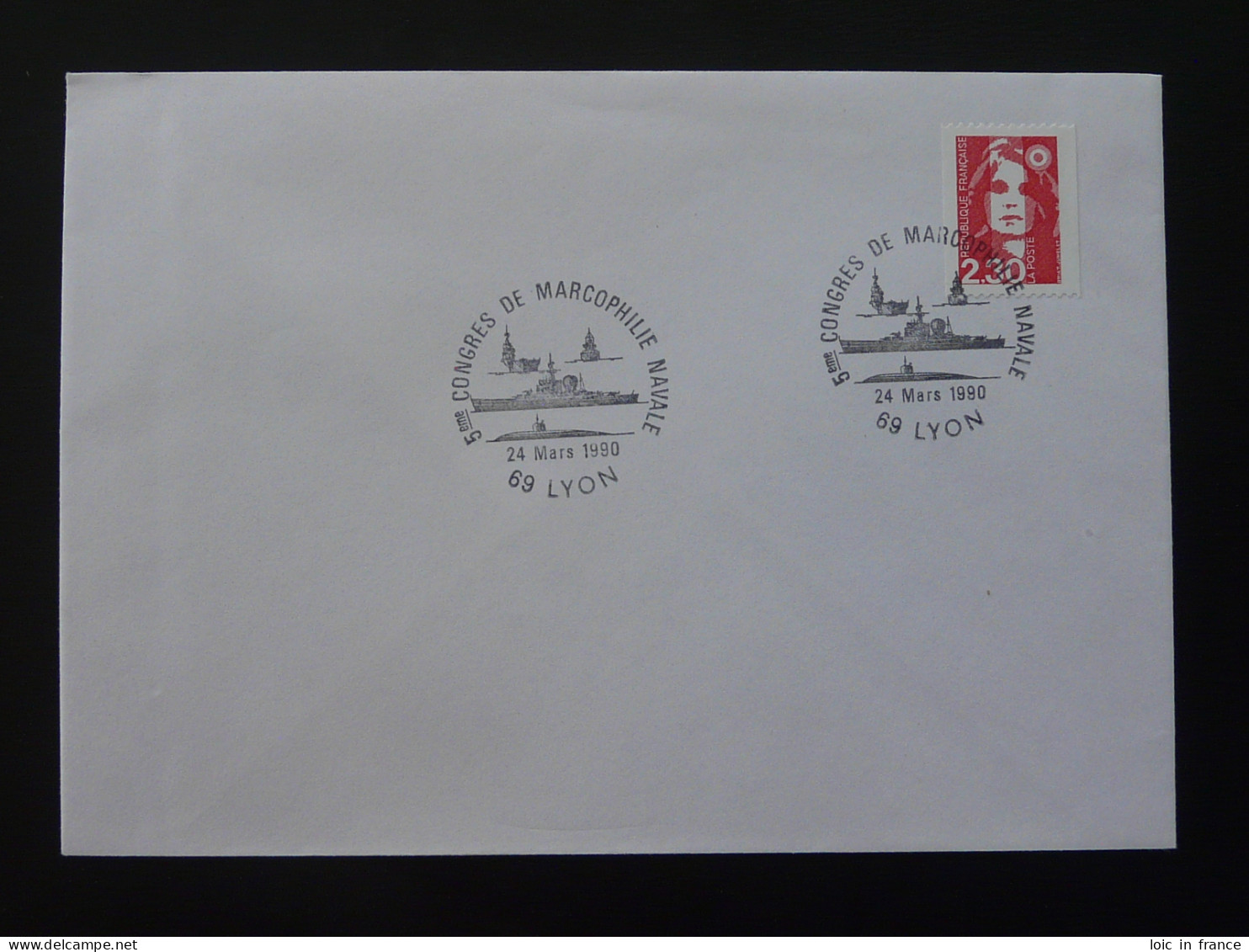 Sous-marin Submarine Oblitération Sur Lettre Postmark On Cover 69 Lyon 1990 - Submarines