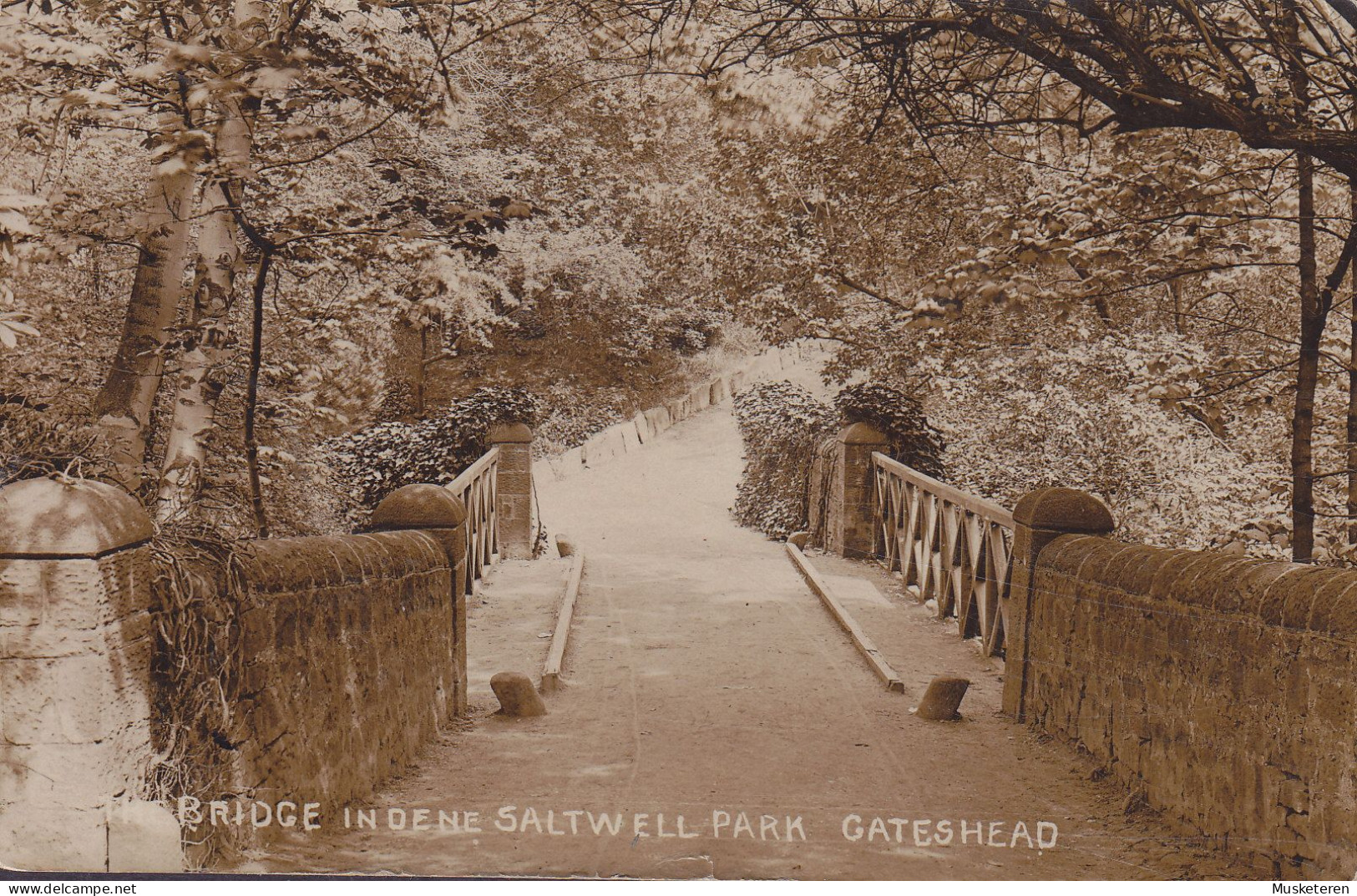 United Kingdom PPC The Bridge In Dene Saltwell Park Gateshead Brücke Pont GATESHEAD 1910 CHARLOTTENLUND Echte Real Photo - Autres & Non Classés