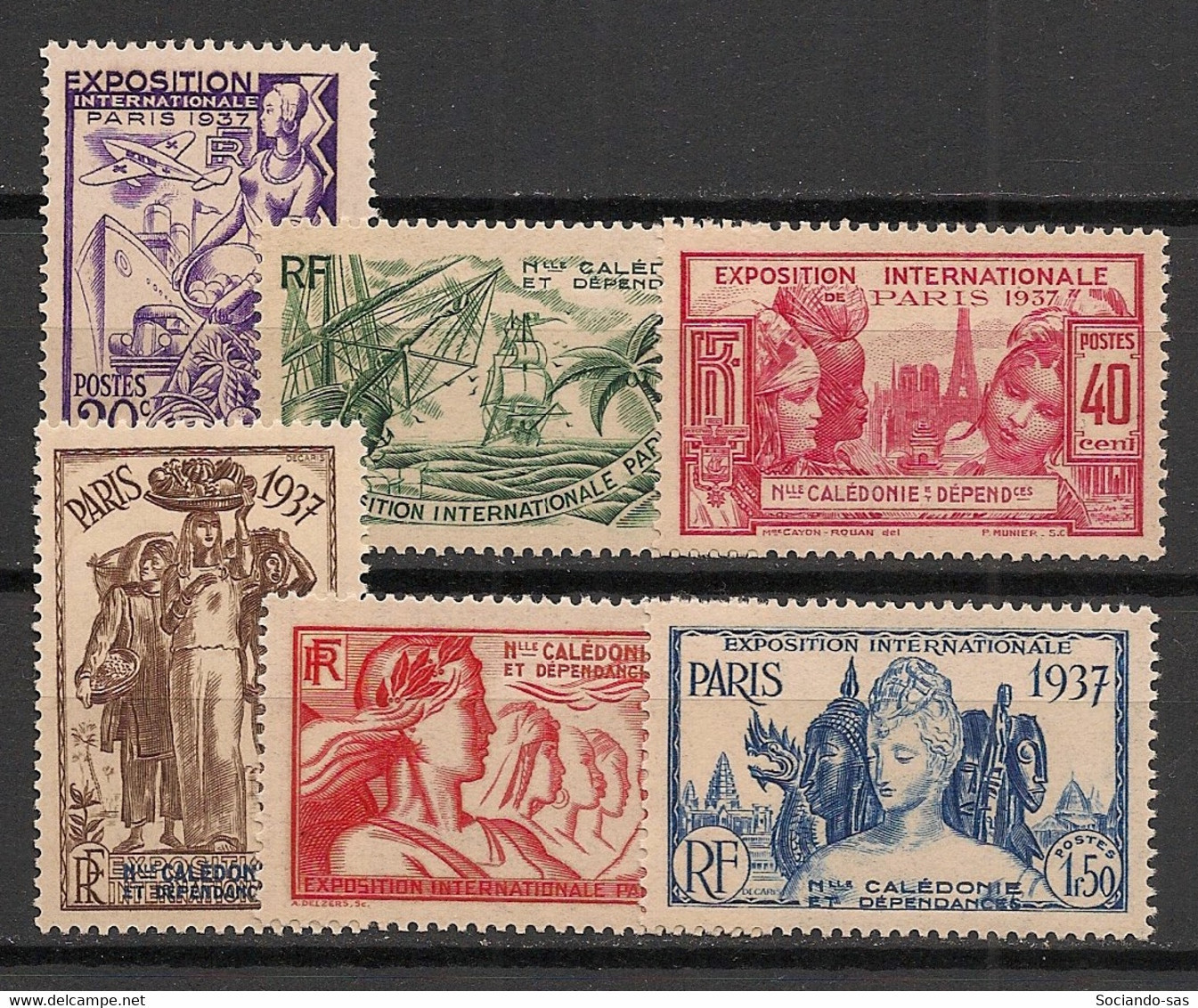 NOUVELLE CALEDONIE - 1937 - N°YT. 166 à 171 - Exposition Internationale - Neuf * / MH VF - Neufs