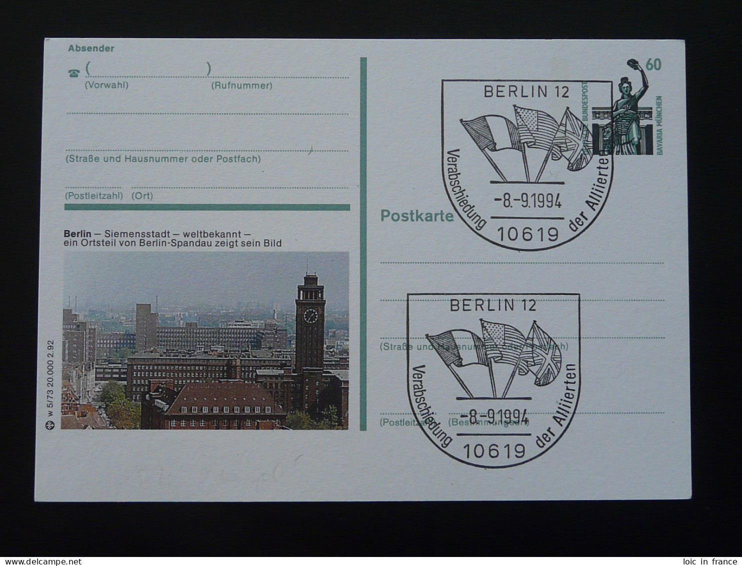 Entier Postal Stationery Card Berlin Allemagne Germany 1994 - Illustrated Postcards - Used