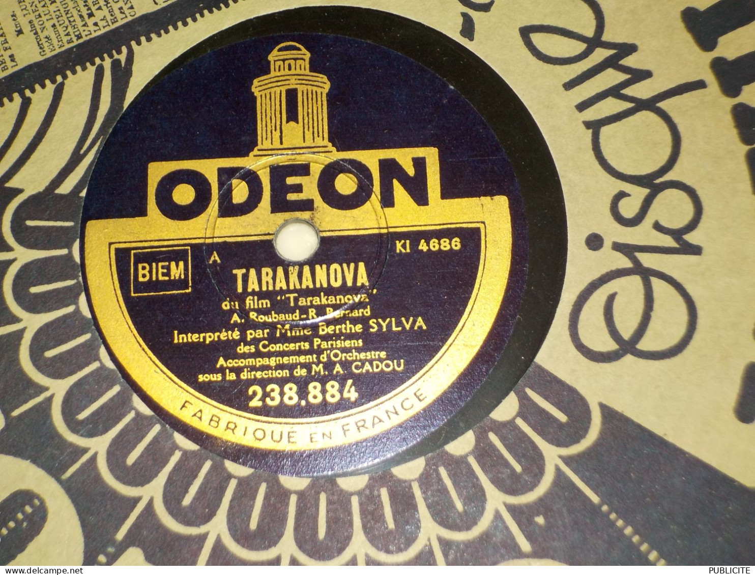 DISQUE 78 TOURS DU FILM CENDRILLON DE PARIS ET TARAKANOVA CHANTE PAR BERTHE SYLVA 1930 - 78 T - Disques Pour Gramophone