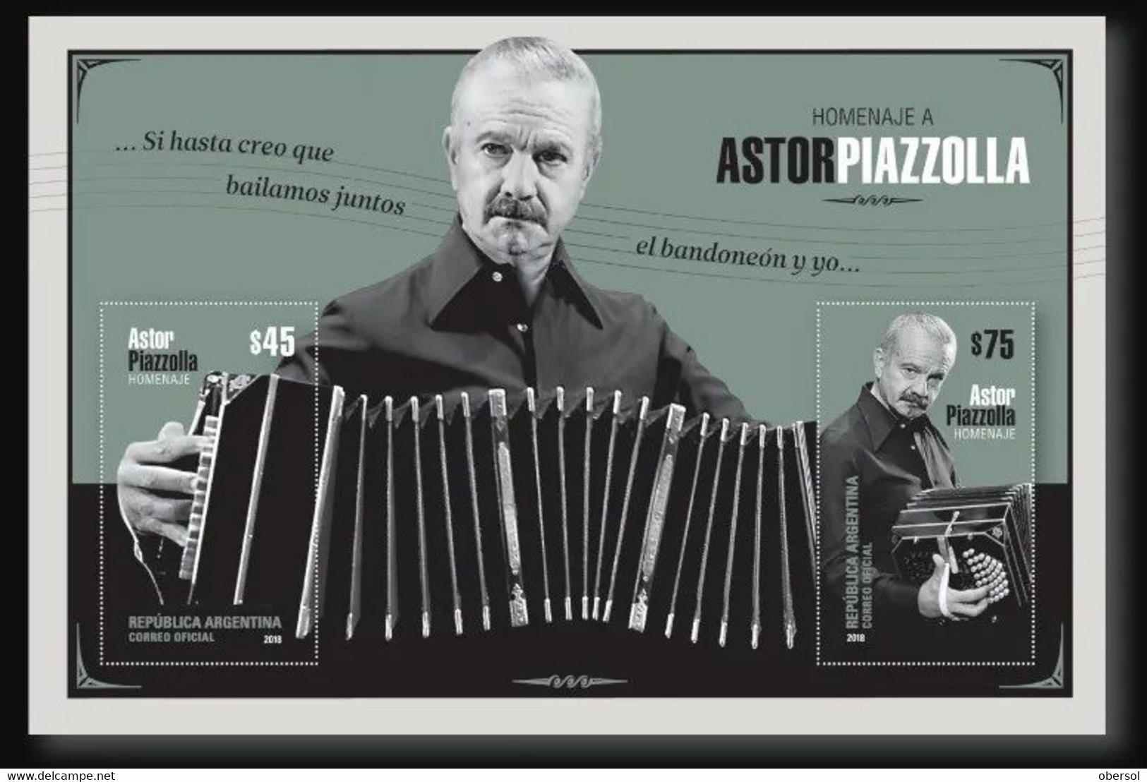 Argentina 2018 Astor Piazzolla Tango Souvenir Sheet MNH - Nuevos