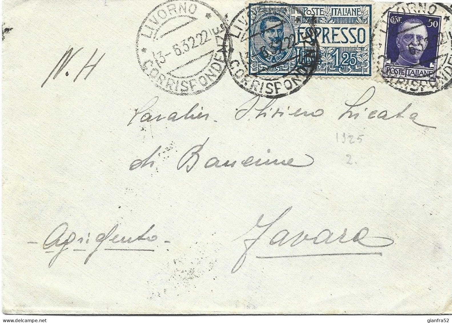 STORIA POSTALE 3/6/32 LETTERA ESPRESSO LIT 1,75 CENT. 50 IMPERIALE + EX 1,25 NATANTE NAPOLI-PALERMO + BOLLI VARI - Eilsendung (Eilpost)