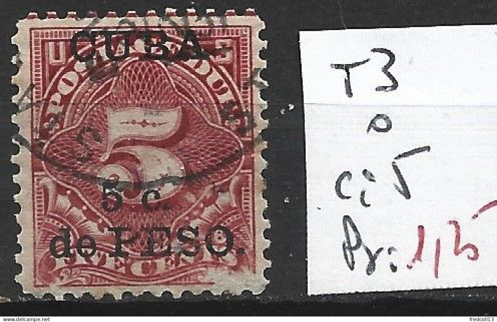 CUBA TAXE 3 Oblitéré Côte 5 € - Timbres-taxe