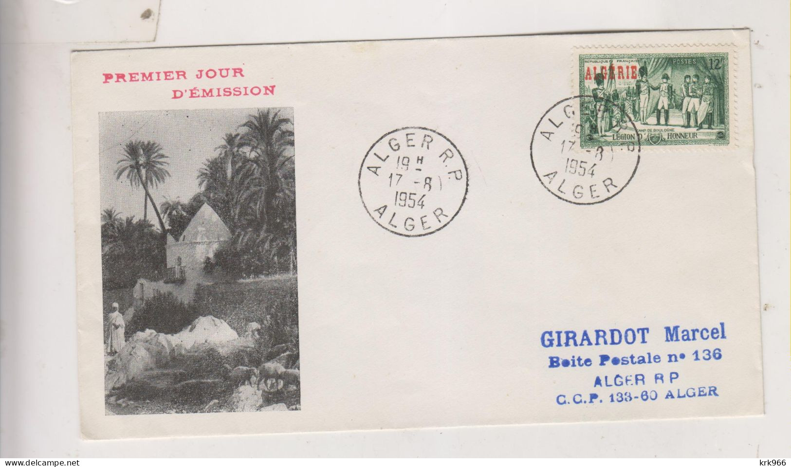 ALGERIA 1954 FDC Cover - FDC