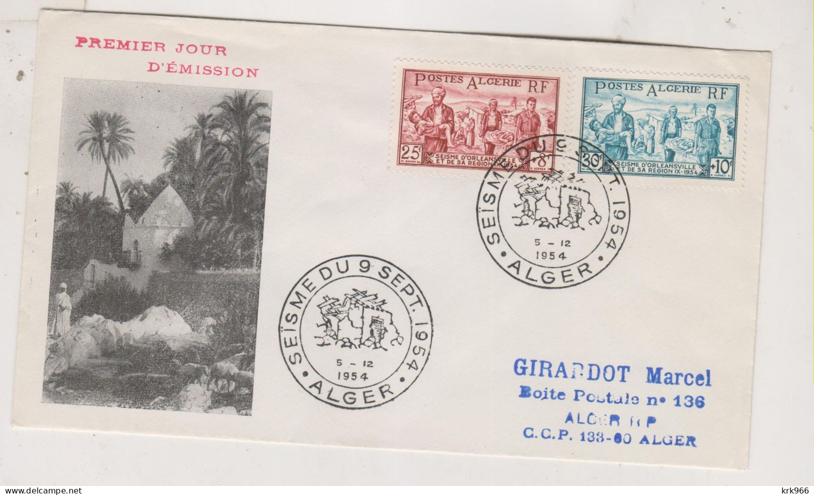 ALGERIA 1954 FDC Cover - FDC