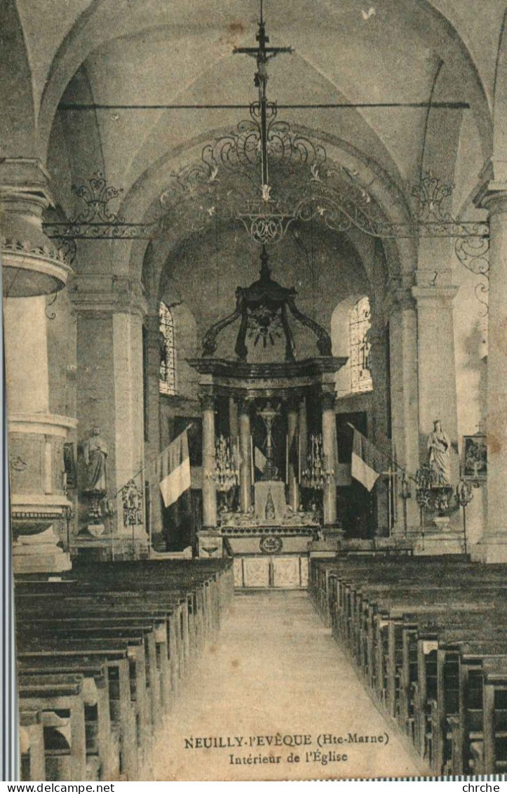 '52 – NEUILLY L''EVEQUE – Intérieur De L''Eglise – Aux Drapeaux ***RARE***' - Neuilly L'Eveque