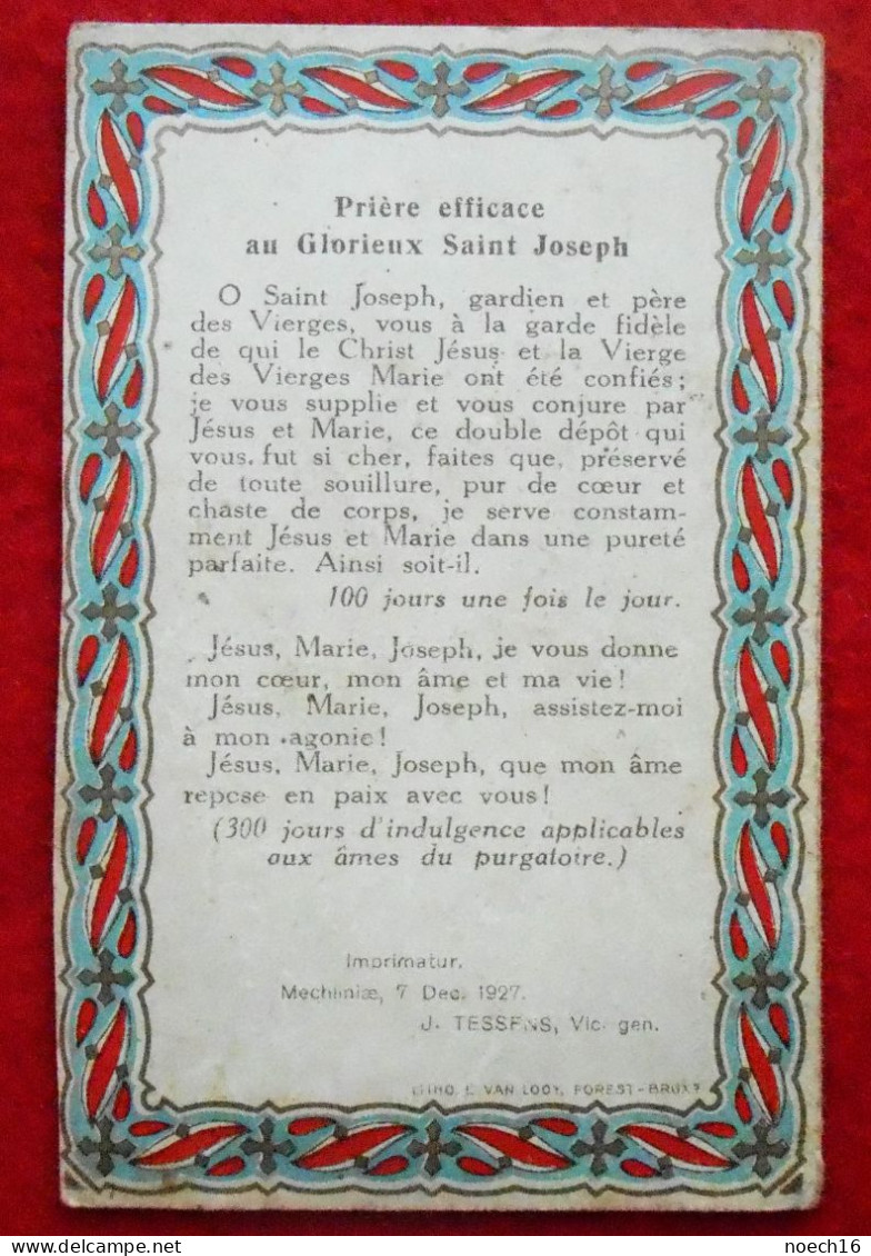Chromo / Image 1927, Lithanies De St Joseph, Patron De La Belgique - Images Religieuses