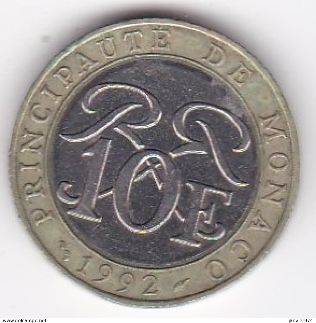 Monaco 10 Francs 1992 Rainier III , Bimétallique - 1960-2001 Neue Francs
