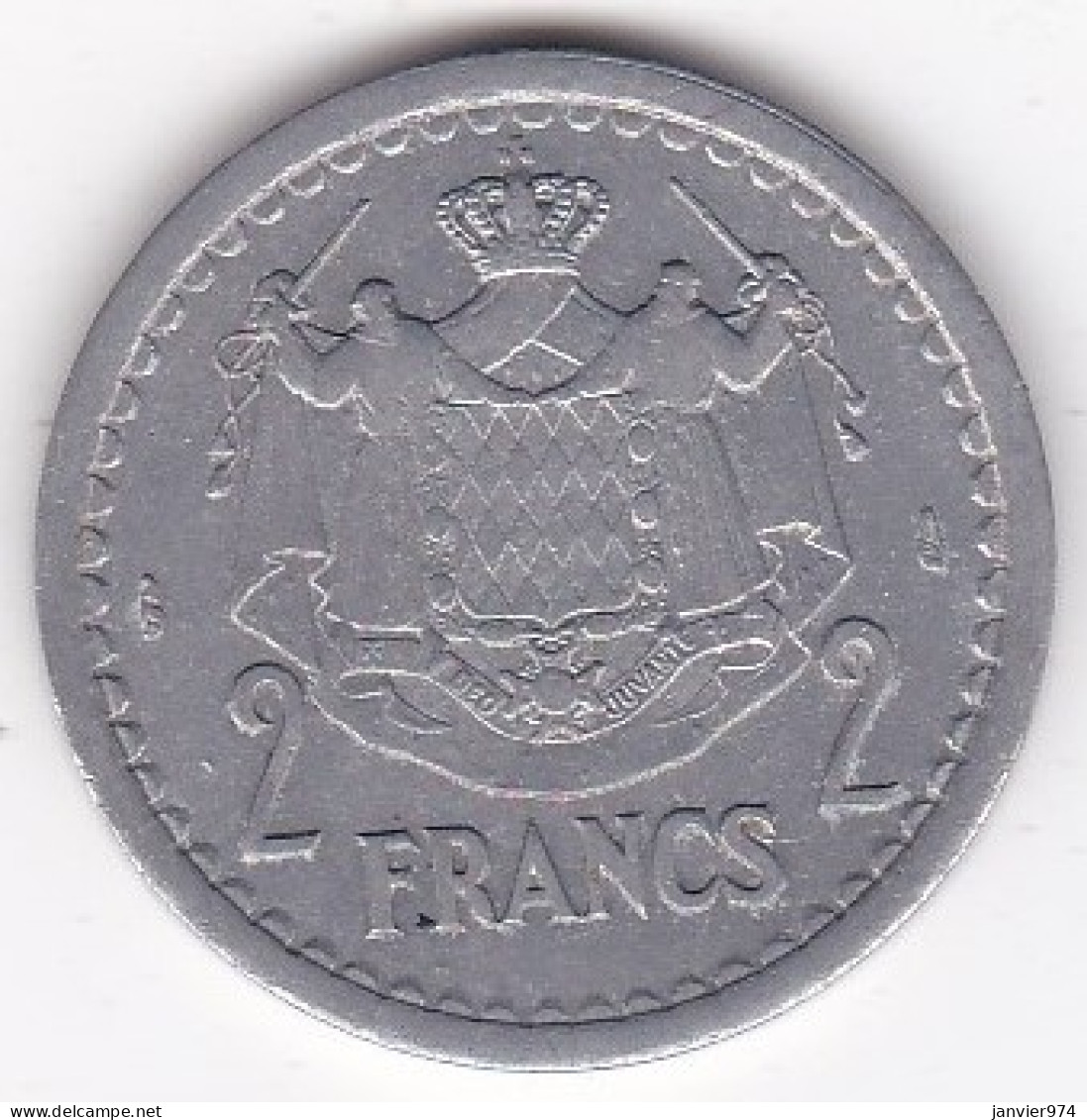 Monaco . 2 Francs Sans Date (1943), Louis II , En Aluminium - 1922-1949 Louis II.