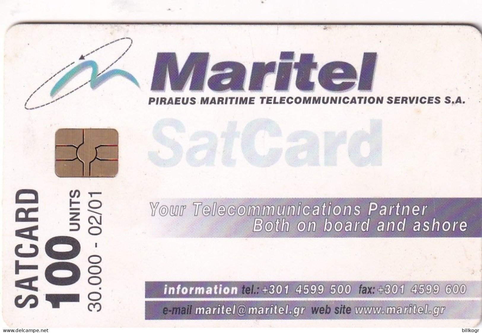 GREECE - Maritel Satellite Card 100 Units, Tirage 30000, 02/01, Used - Griechenland