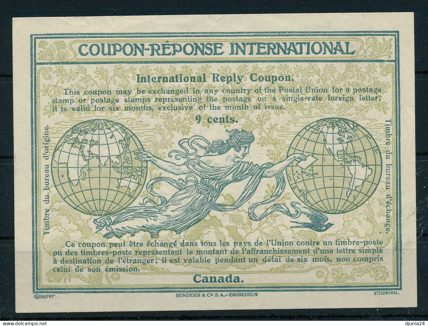 BF0058 / Canada / Kanada  -  9 Cents.   ,  Type Ro7 -  Reply Coupon Reponse - Cupones Respuesta