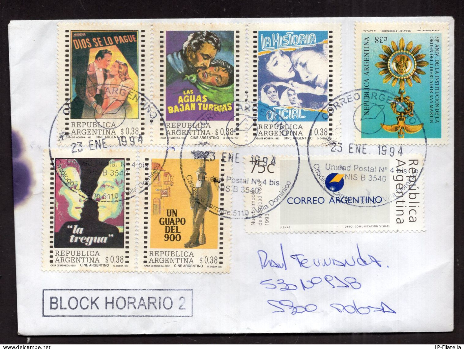 Argentina - 1994 - Set Of 3 Letters - Modern Stamps - Diverse Stamps - Cartas & Documentos