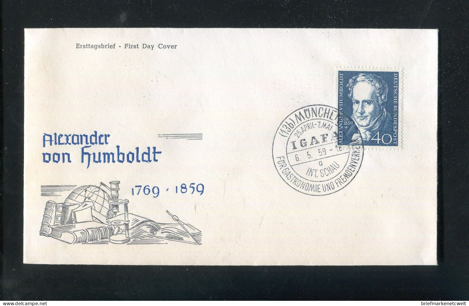 "BUNDESREPUBLIK DEUTSCHLAND" 1959, Mi. 309 "Alexander Von Humboldt" FDC (4692) - 1948-1960