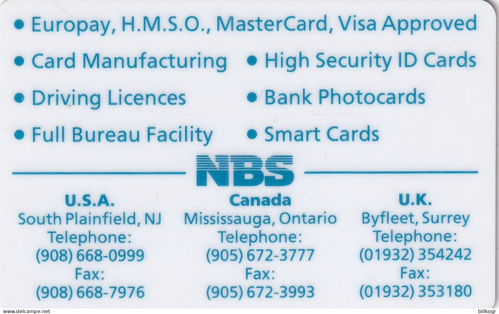 USA - Cartes 1995, NBS Demo Card - Cartes à Puce