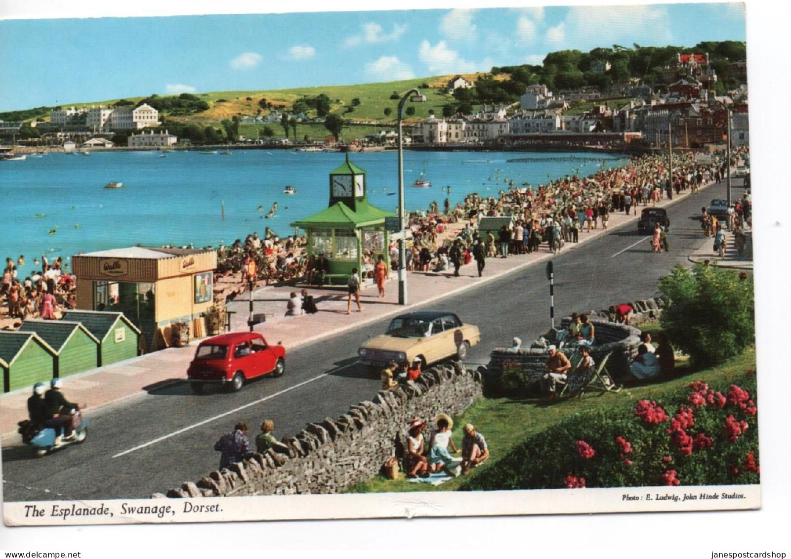 THE ESPLANADE - SWANAGE - DORSET - 1970'S POSTCARD BY JOHN HINDE - MINI CAR - Weymouth