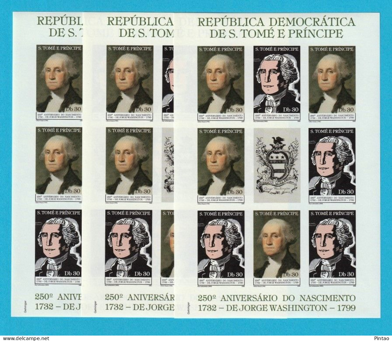 ST428v3r- S. TOMÉ E PRÍNCIPE 1982- MNH_ GEORGE WASHINGTON_ X3 - George Washington