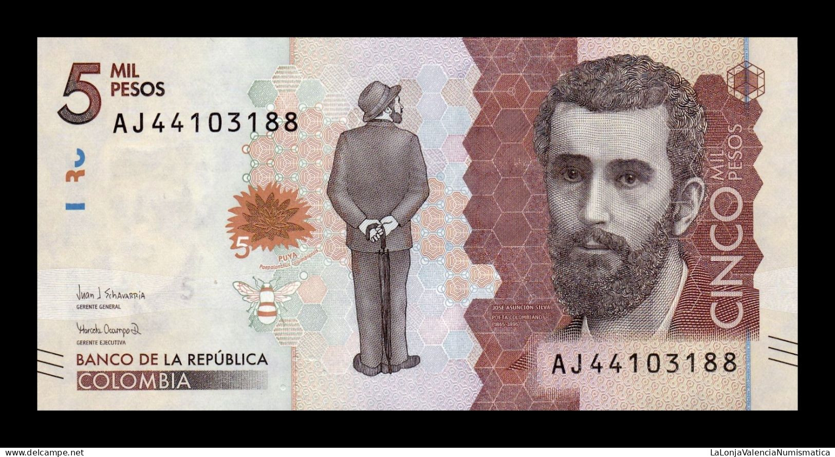 Colombia 5000 Pesos José Asunción Silva 2020 Pick 459f Sc Unc - Colombie