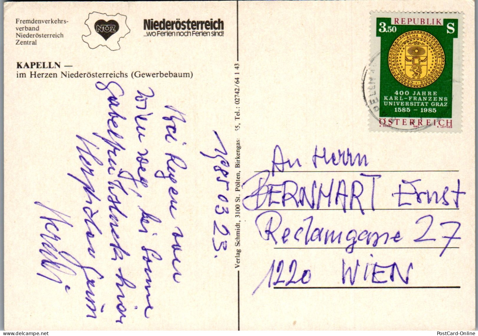 48132 - Niederösterreich - Kapelln , Gewerbebaum , Mehrbildkarte - Gelaufen 1985 - St. Pölten