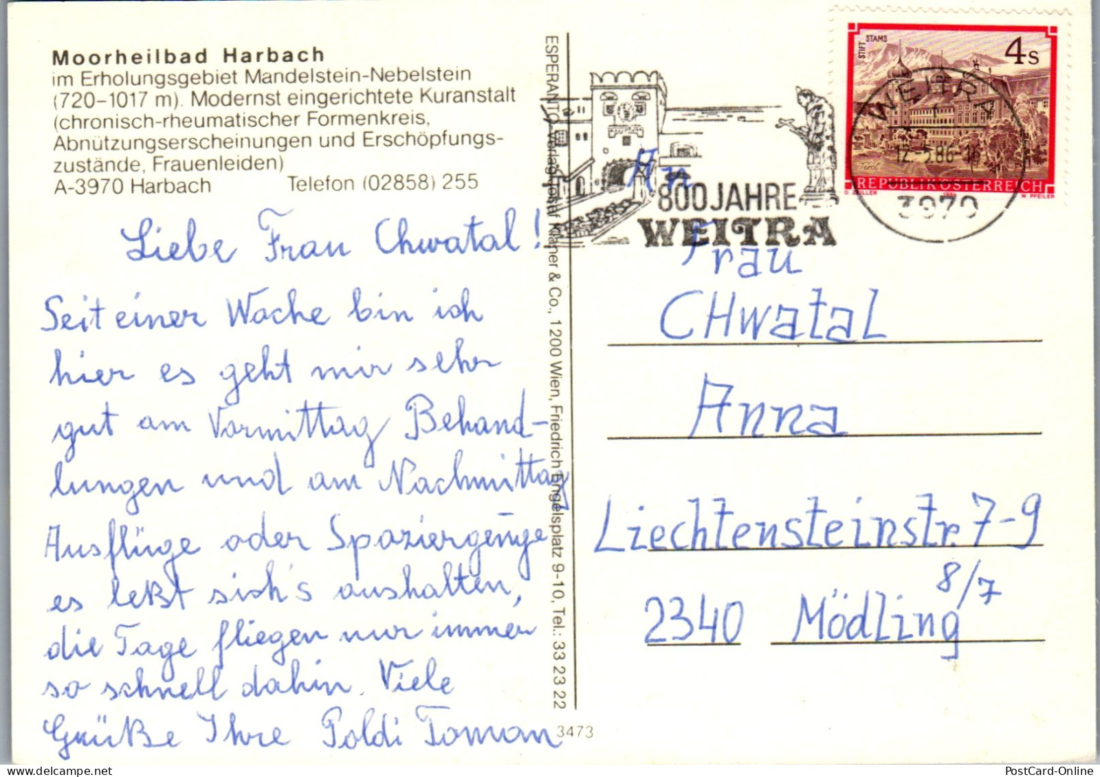 48113 - Niederösterreich - Harbach , Moorbad Harbach , Waldviertel , Nebelstein , Mandelstein , Mehrbildkarte - 1986 - Gmünd