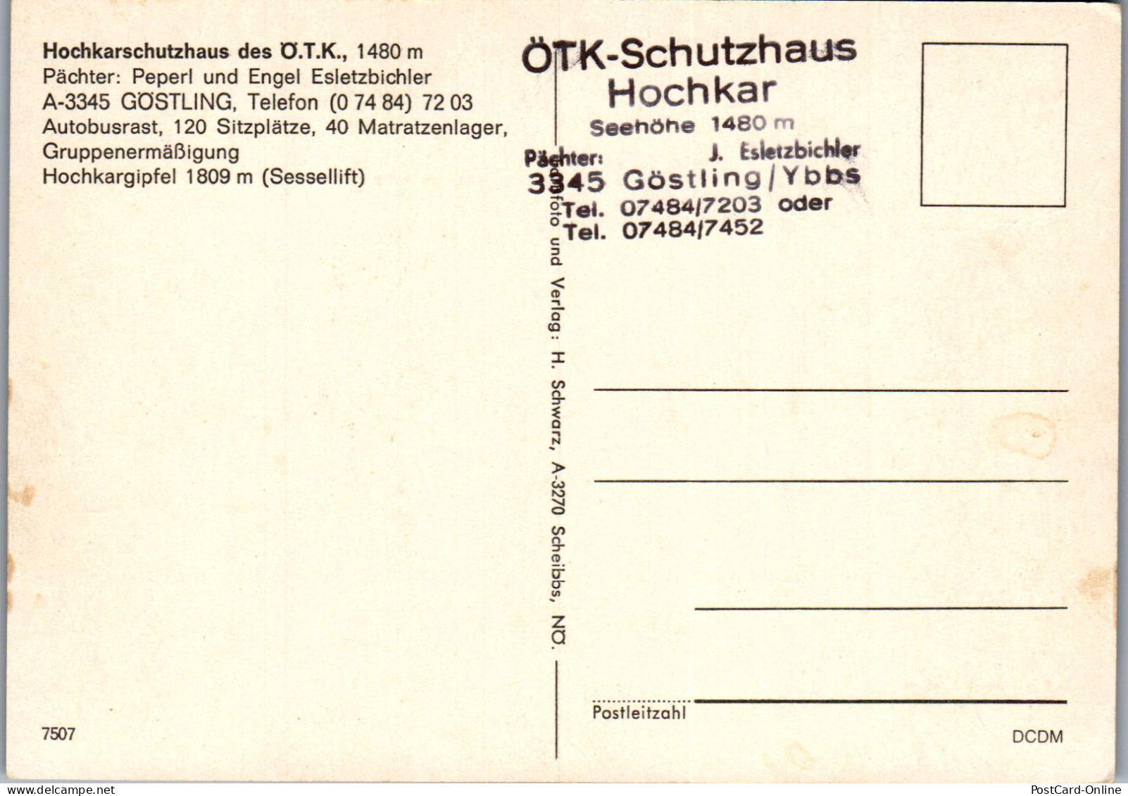 48116 - Niederösterreich - Göstling A. Ybbs , Hochkarschutzhaus Des Ö.T.K. , Peperl U. Engel Esletzbichler - Scheibbs