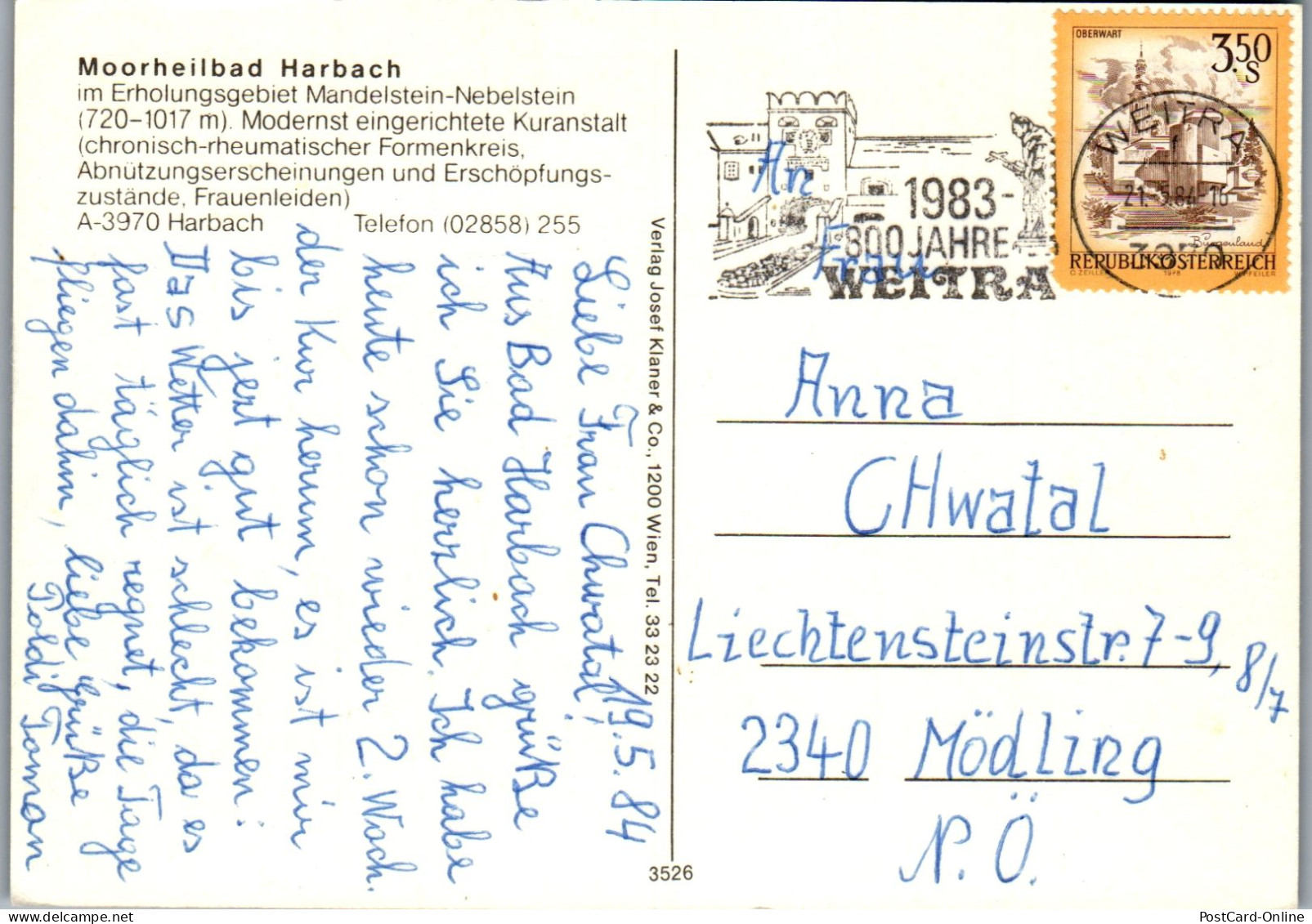 48114 - Niederösterreich - Harbach , Moorbad Harbach , Mehrbildkarte - Gelaufen 1984 - Gmünd