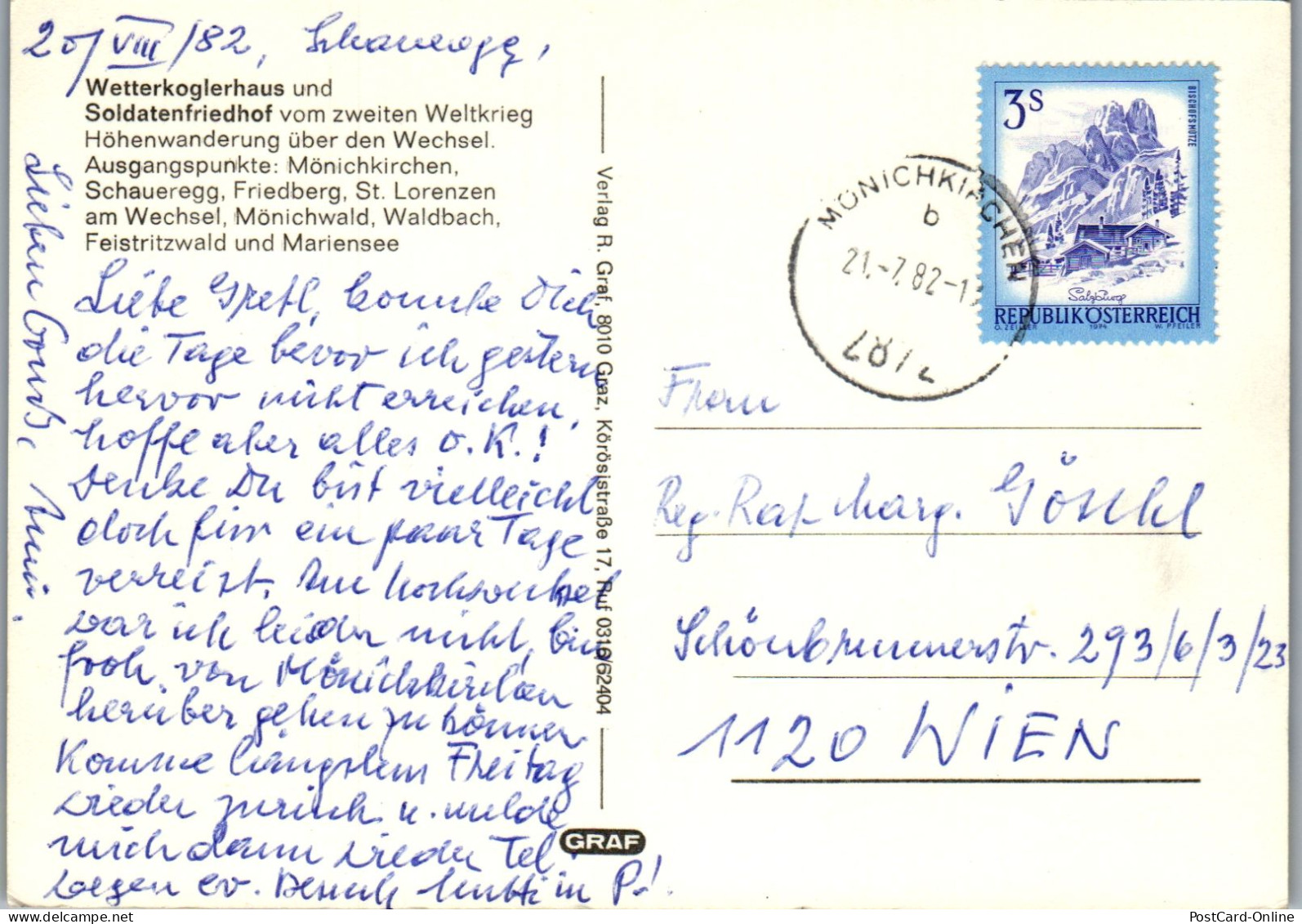 48086 - Niederösterreich - Hochwechsel , Wetterkoglerhaus , Soldatengedenkstätte , Soldatenfriedhof - Gelaufen 1982 - Wechsel