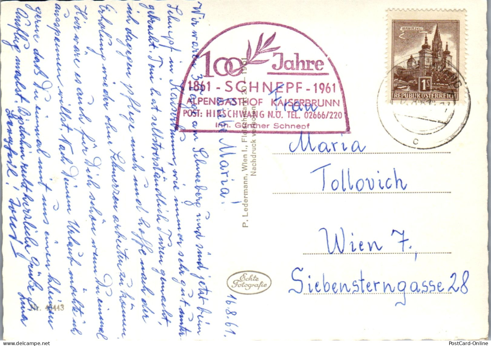 48087 - Niederösterreich - Kaiserbrunn , Im Höllental , Wasserschloss , Rechenbrücke , Hochstegbrücke - Gelaufen 1961 - Raxgebiet