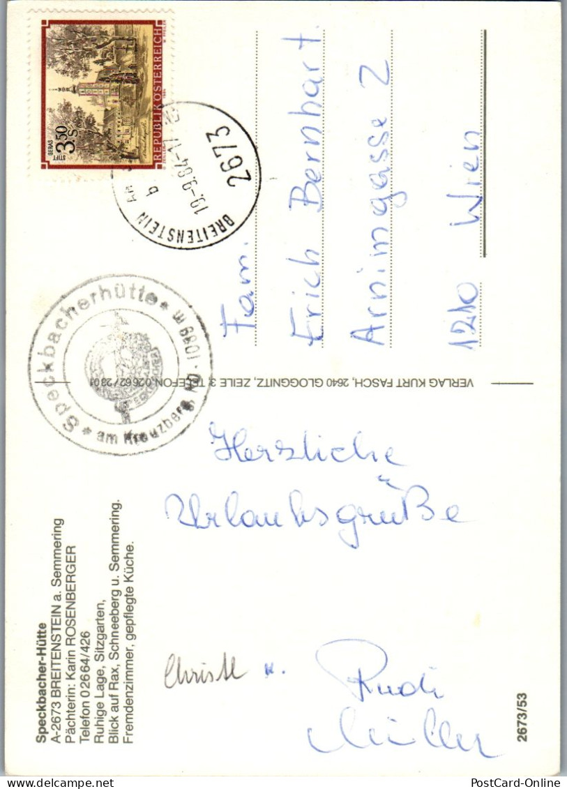 48079 - Niederösterreich - Breitenstein , Semmering , Kreuzberg , Speckbacher Hütte , Karin Rosenberger , Rax - Semmering