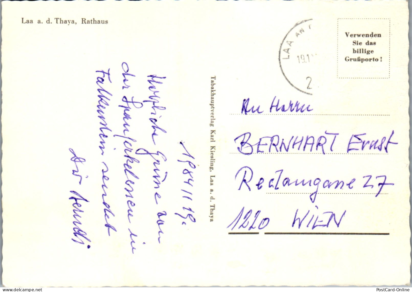 48070 - Niederösterreich - Laa A. D. Thaya , Rathaus - Gelaufen 1984 - Laa An Der Thaya