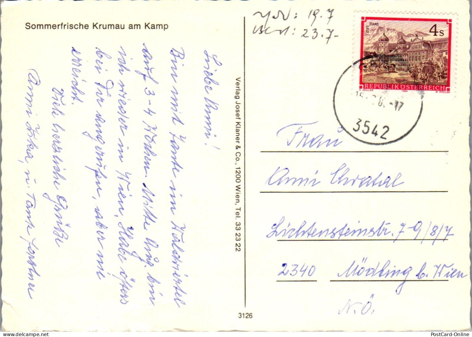 48073 - Niederösterreich - Krumau Am Kamp , Panorama - Gelaufen 1978 - Krems An Der Donau