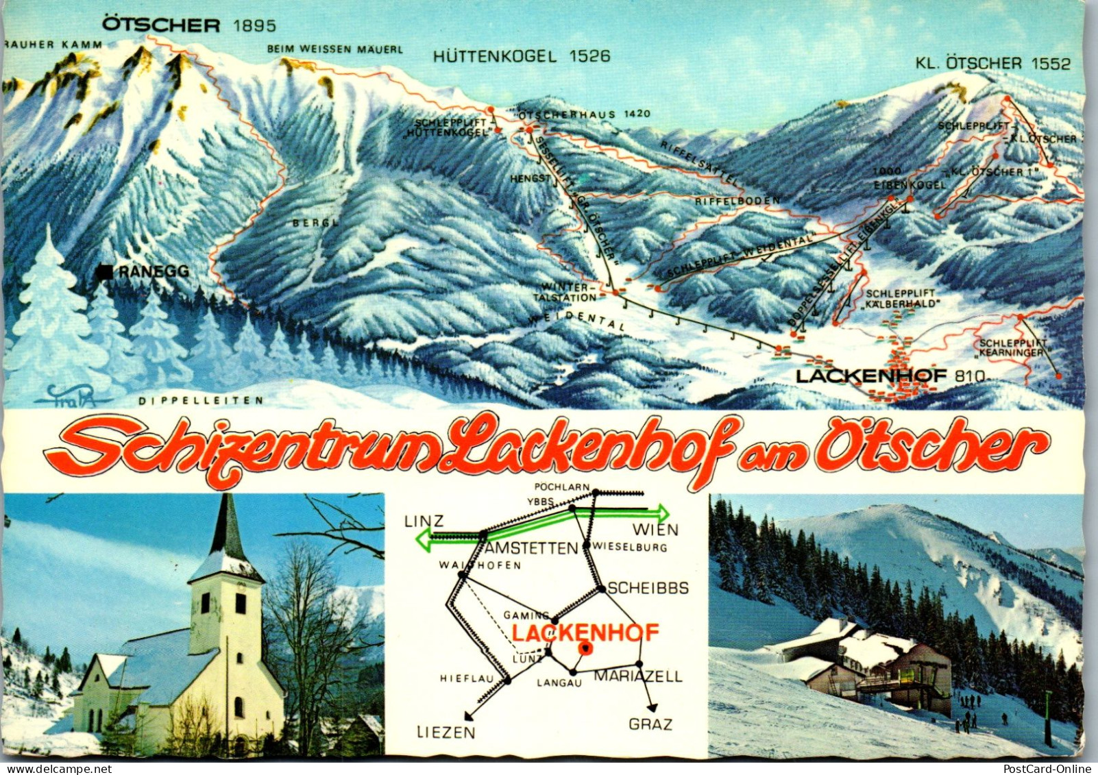48056 - Niederösterreich - Lackenhof , Am Ötscher , Schizentrum , Ski , Mehrbildkarte - Gelaufen 1981 - Gaming